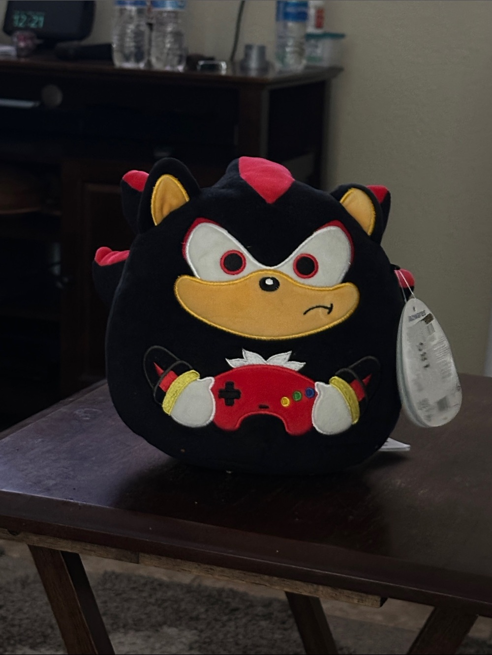 Black & Red Plush Hedgehog Stuffed Toy with Game Controller